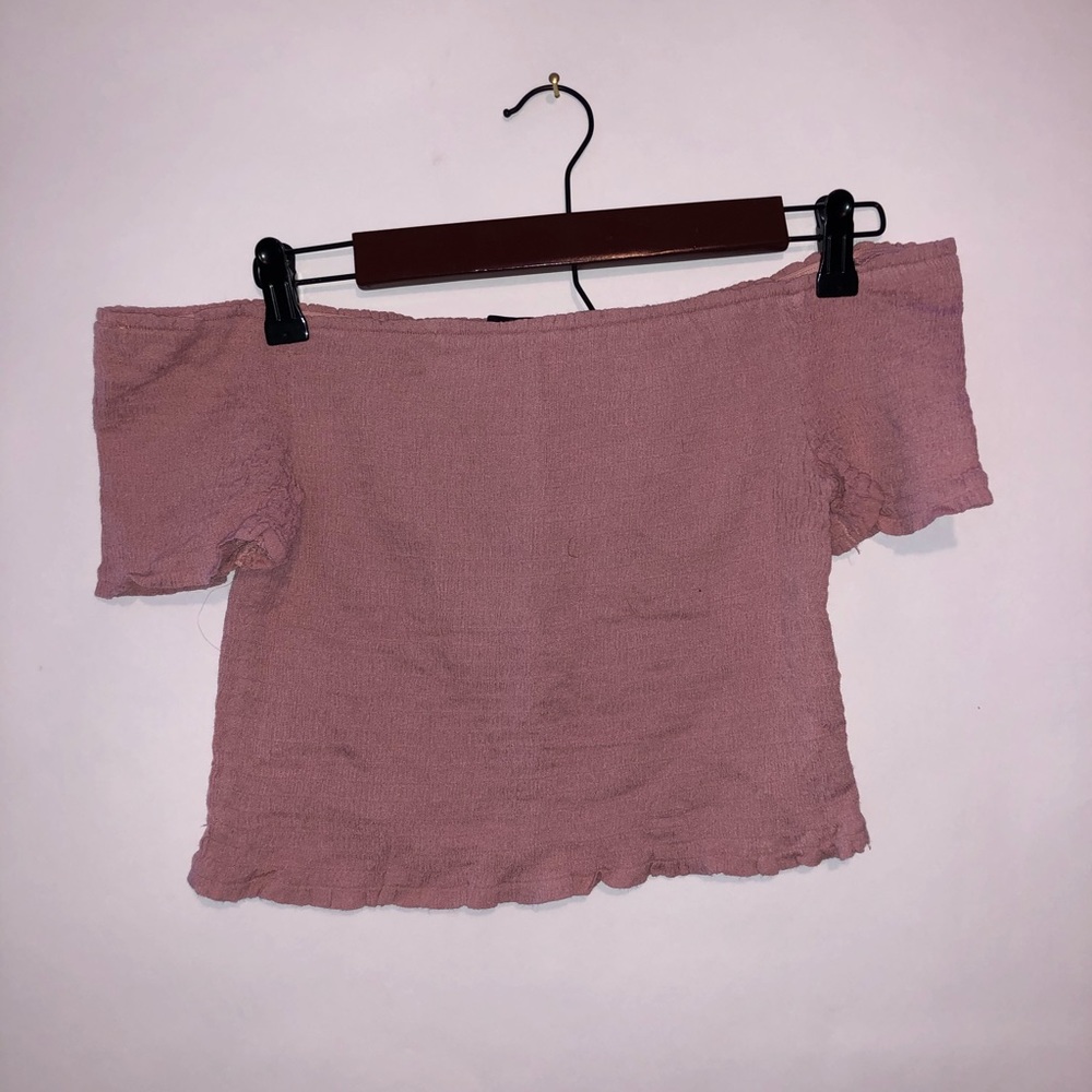 blush pink off the shoulder top